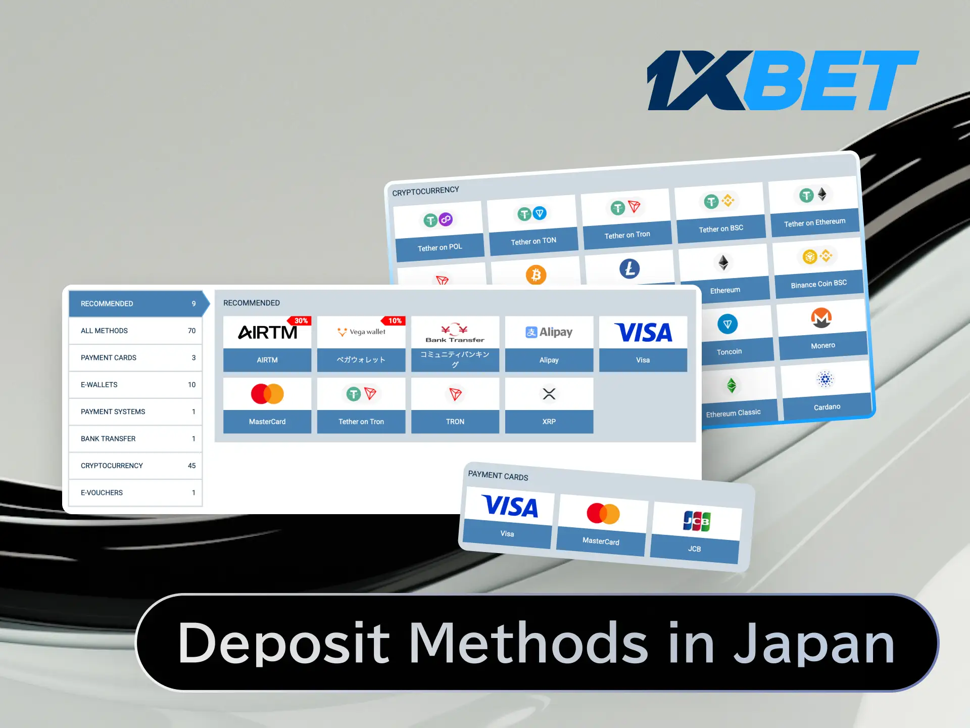 Explore secure 1xBet deposit methods in Japan including credit cards, e-wallets, and crypto.