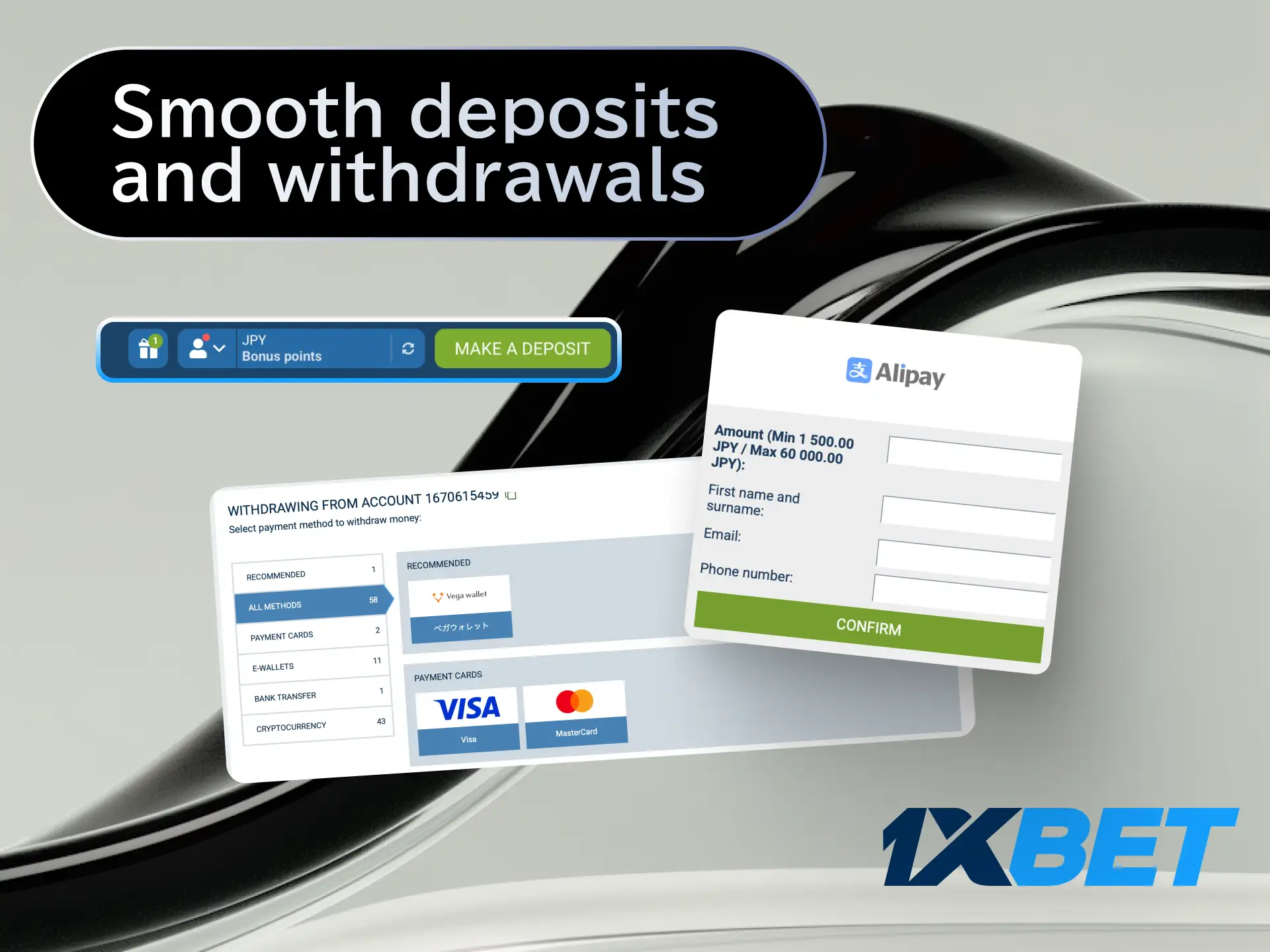 Enjoy smooth deposits and withdrawals at 1xBet Japan with trusted and secure payment methods.