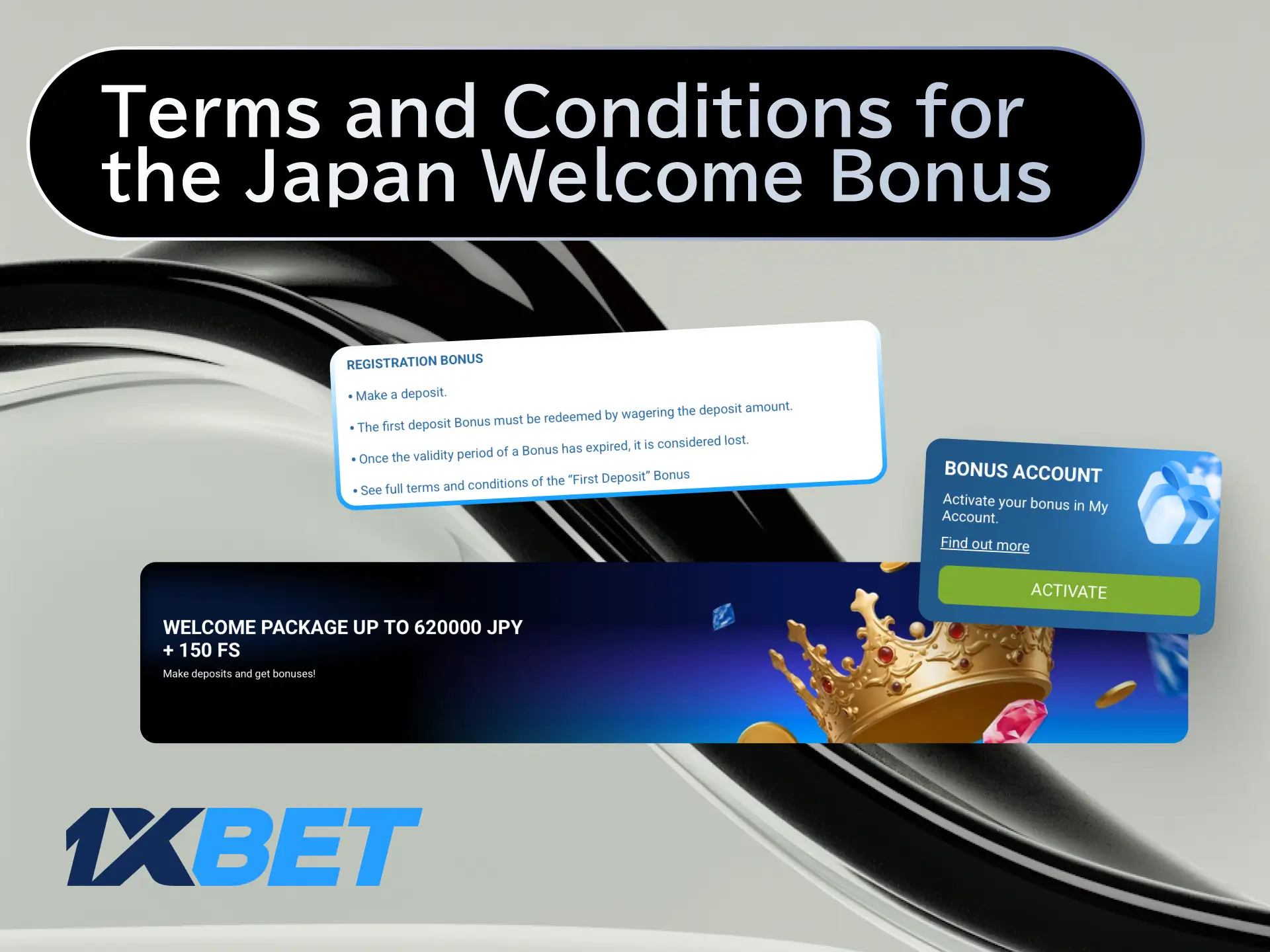 Read the terms and conditions for the Japan welcome bonus at 1xBet before claiming it.