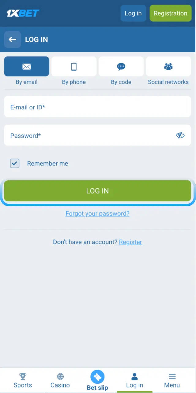 Launch the 1xBet Japan app, register or log in, and select Japanese Yen as your currency.