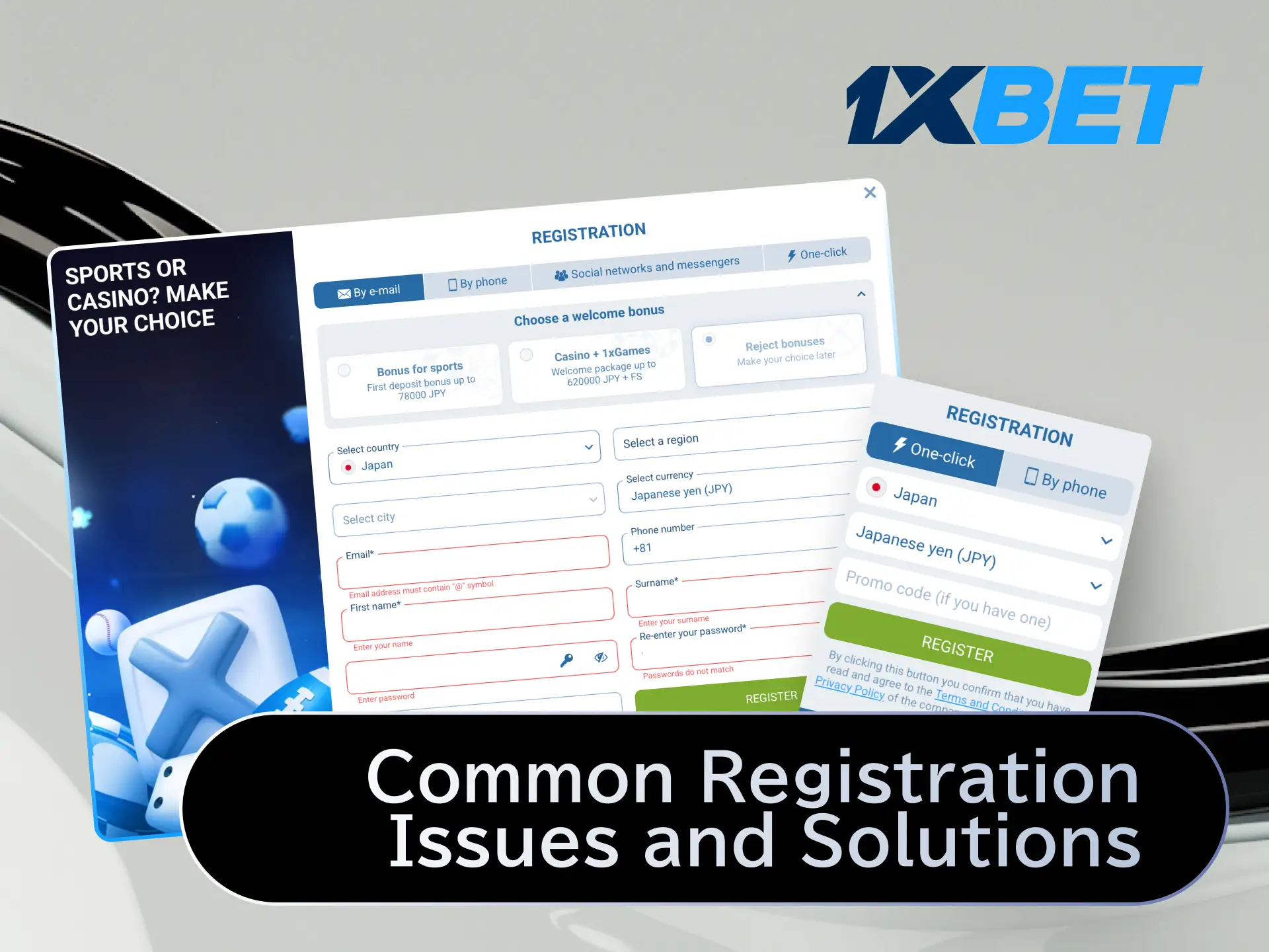 Find solutions for common registration issues like missing verification codes at 1xBet Japan.